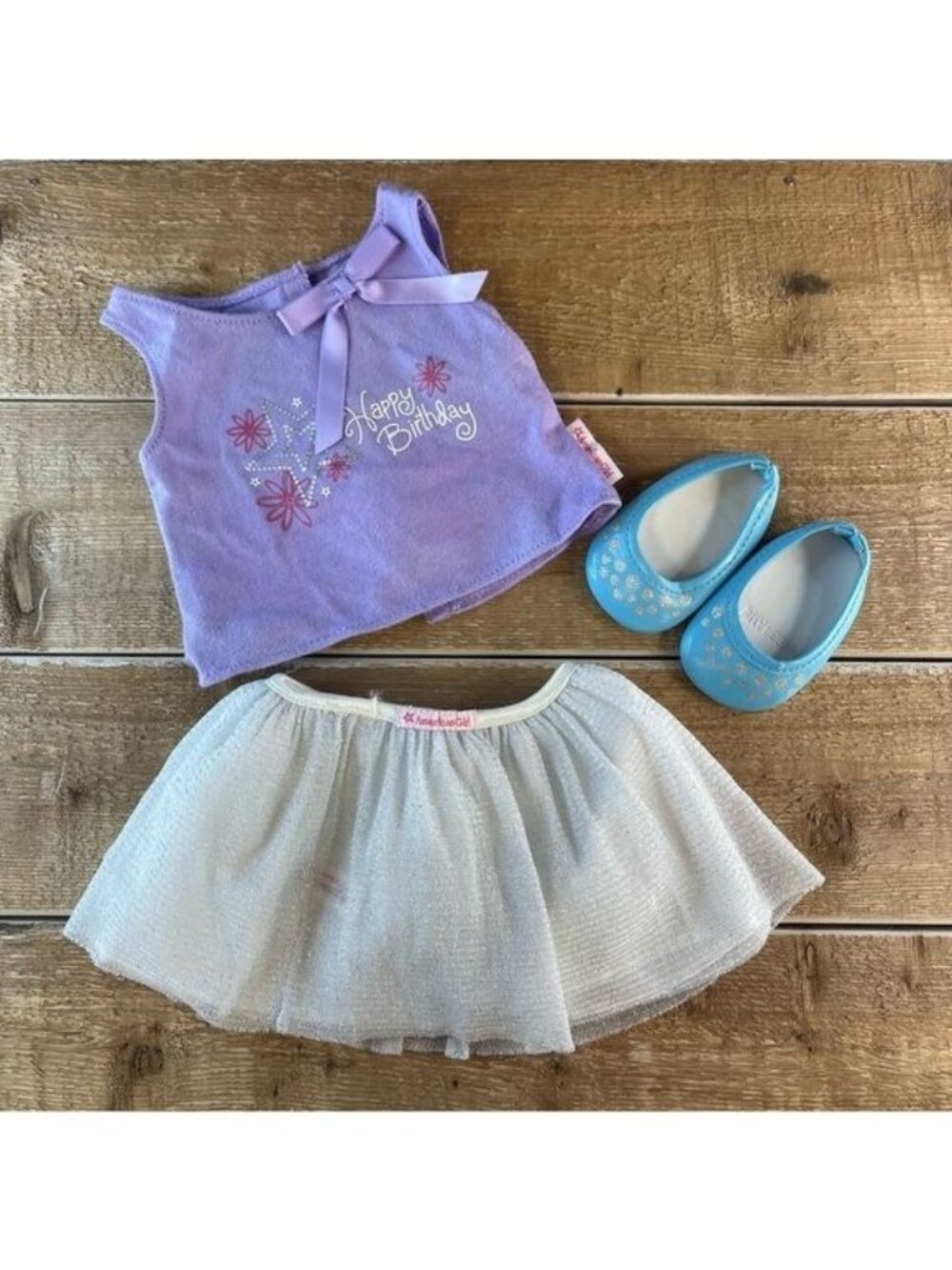 American Girl Happy Birthday Outfit Purple Tank w/ Flowy Skirt & Shoes